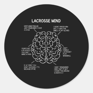 Pegatina Redonda Lacrosse Player Think Saying Brain Funny Christma