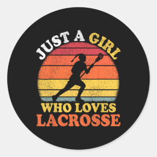Pegatina Redonda Lacrosse Player Vintage Sólo Un Chica Que Ama Lacr