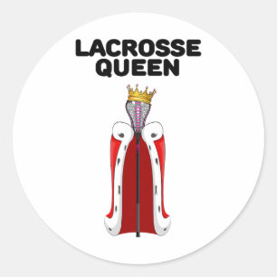Pegatina Redonda Lacrosse Queen Mujeres Lacrosse Chicas Camisas Lro