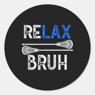 Pegatina Redonda Lacrosse Relax Bruh Lax Gráfico Tee Chica Niño