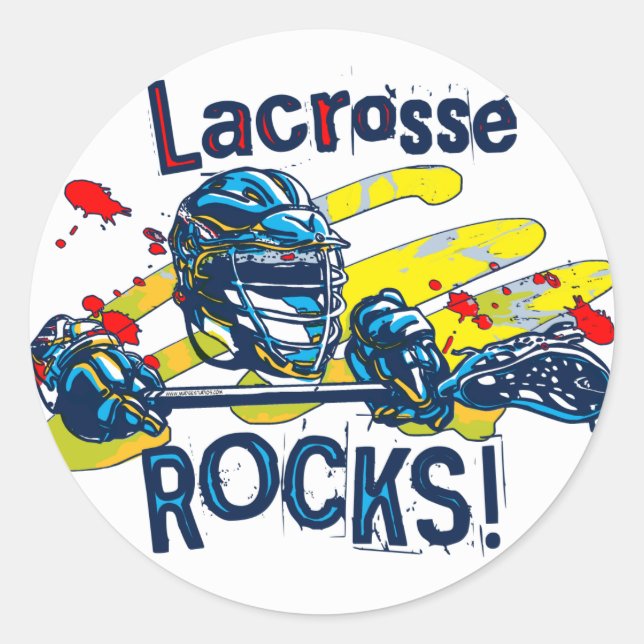 Pegatina Redonda Lacrosse Rocks LaX Gear (Anverso)