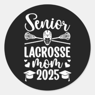 Pegatina Redonda Lacrosse Senior Mom 2025 Lacrosse Player Senior Mo