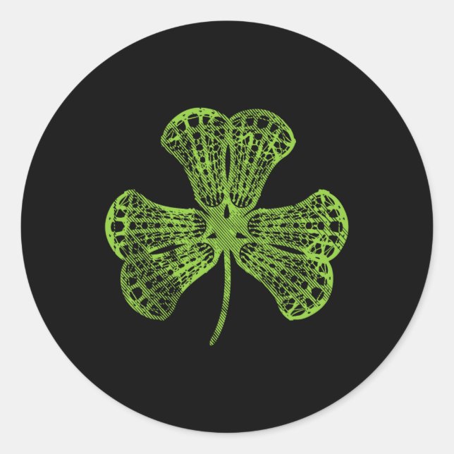 Pegatina Redonda Lacrosse Shamrock Clover St Patricks Day Player Co (Anverso)