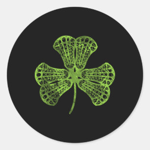 Pegatina Redonda Lacrosse Shamrock Clover St Patricks Day Player Co