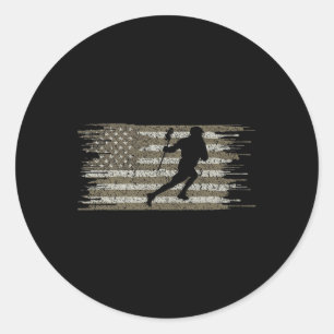 Pegatina Redonda Lacrosse Shirt American Flag Shirt Player