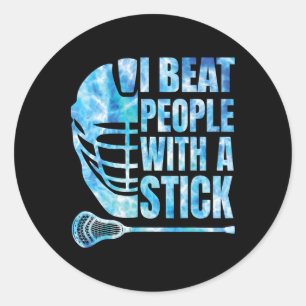 Pegatina Redonda Lacrosse-shirt Lax I Golpear A La Gente Con Un Pal