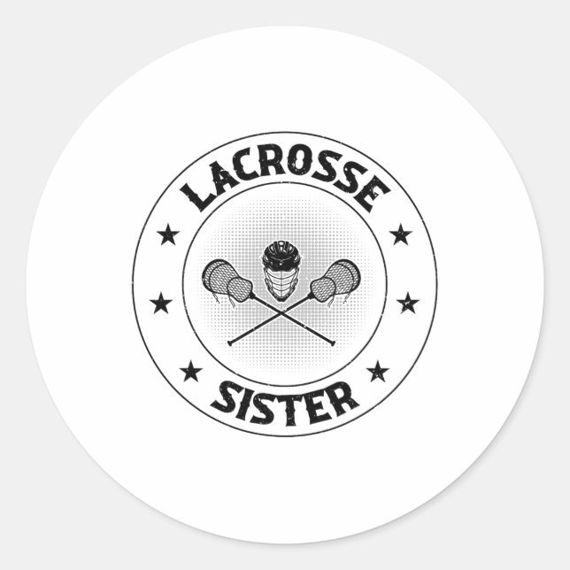 Pegatina Redonda Lacrosse Sister - Lacrosse Player (Anverso)
