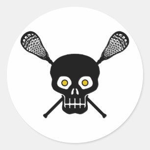 Pegatina Redonda Lacrosse Skull