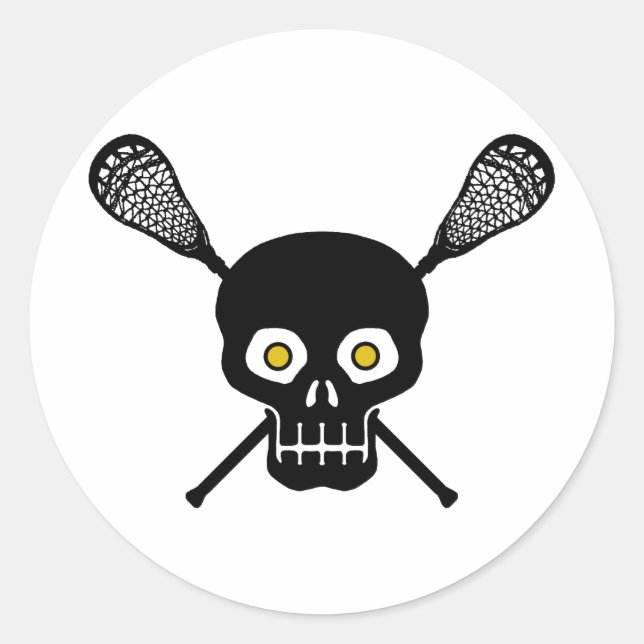 Pegatina Redonda Lacrosse Skull (Anverso)