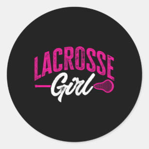 Pegatina Redonda Lacrosse Sport Lacrosse Chica Lax Player