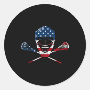 Pegatina Redonda Lacrosse Sport Stick Funny Lax Player Love Perfect
