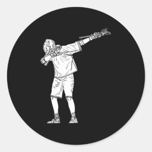 Pegatina Redonda Lacrosse Stick Boy Dabbing Youth Dab Dance