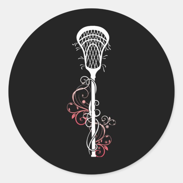 Pegatina Redonda Lacrosse Stick Lax Jugador Coach Ball Juego Deport (Anverso)