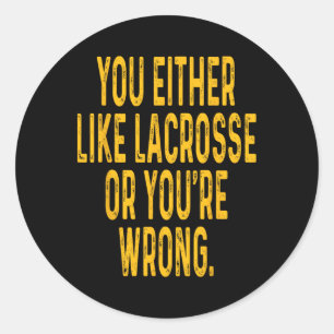 Pegatina Redonda Lacrosse T Shirt Lacrosse Clothing Tee Gear