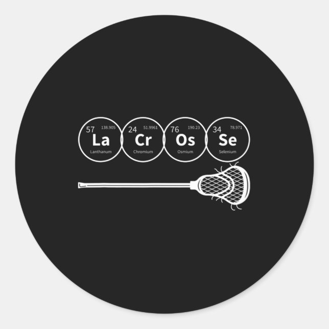 Pegatina Redonda Lacrosse Tabla periódica de elementos Regalo de qu (Anverso)