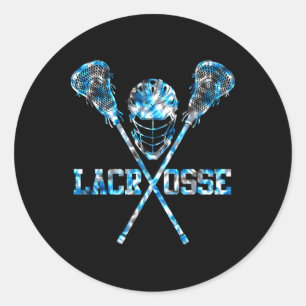 Pegatina Redonda Lacrosse Tie Dye Para Hombres Mujeres Chicas Jóven