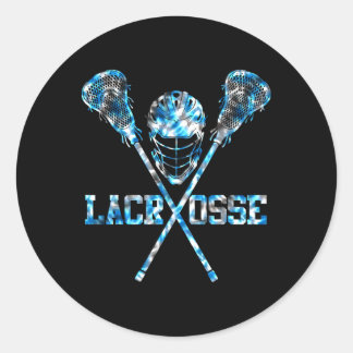 Pegatina Redonda Lacrosse Tie Dye Para Hombres Mujeres Chicas Jóven