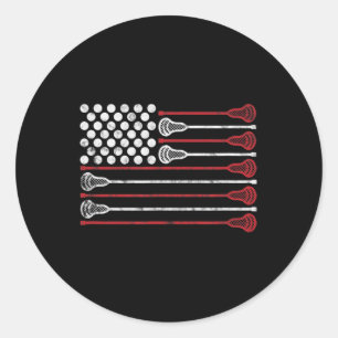 Pegatina Redonda Lacrosse USA Flag Lax 