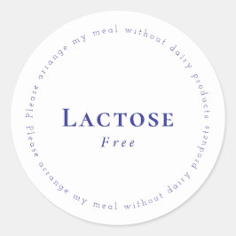 Pegatina Redonda Lactose-Free Request Sticker, White - Navy