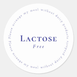 Pegatina Redonda Lactose-Free Request Sticker, White - Navy