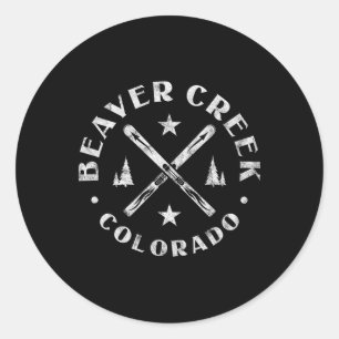 Pegatina Redonda Laderas de Beaver Creek Colorado Esquí Montaña Esq