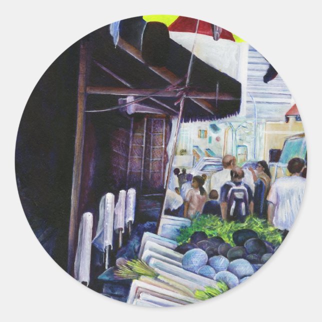 Pegatina Redonda Lado más ligero de la calle Lavender, Singapur (Anverso)