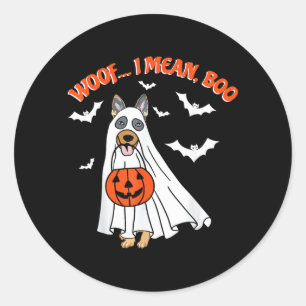 Pegatina Redonda Ladrido Significa Boo Perro Fantasma Divertido Hal