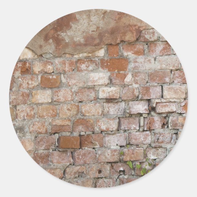 Pegatina Redonda Ladrillo de pared antigua (Anverso)