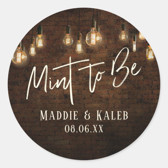 Pegatina Redonda Ladrillos industriales Vintage Luces Edison Mint p (Anverso)