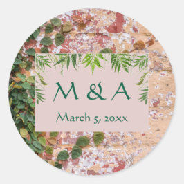 Pegatina Redonda Ladrillos pintados Green Ivy Boda