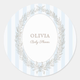 Pegatina Redonda Laduree Francés Caffee Bonjour Bebe Blue Stripe