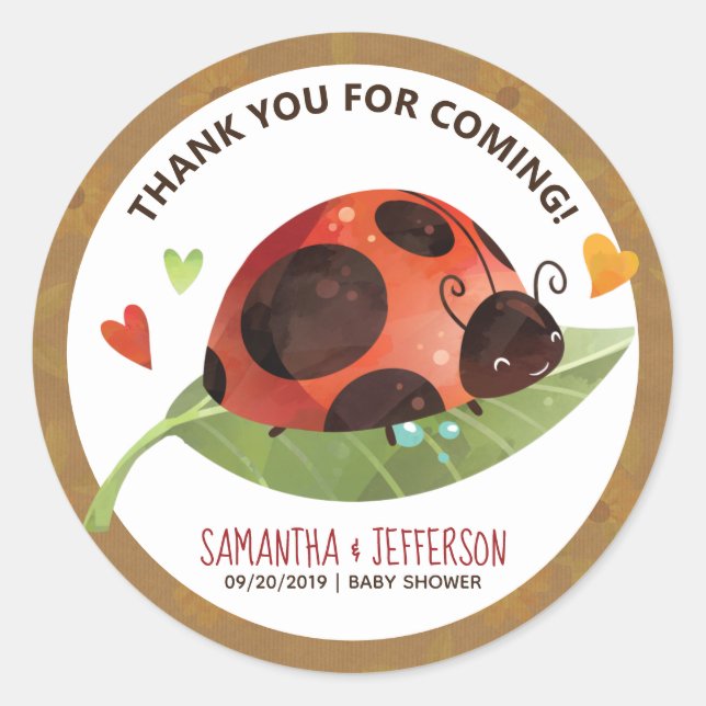 Pegatina Redonda Lady Bug (Anverso)