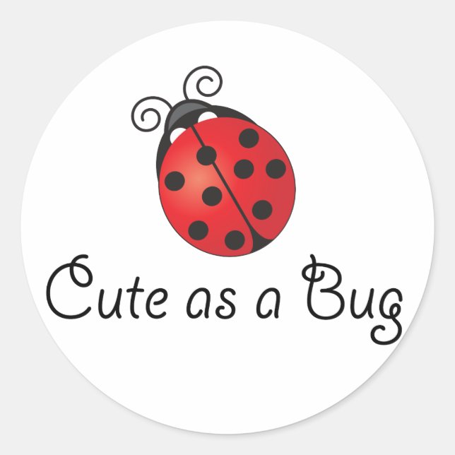 Pegatina Redonda Lady Bug - Cute como un error (Anverso)