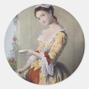 Pegatina Redonda Lady con tarjetas
