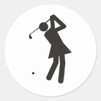 Pegatina Redonda Lady-golfer-T