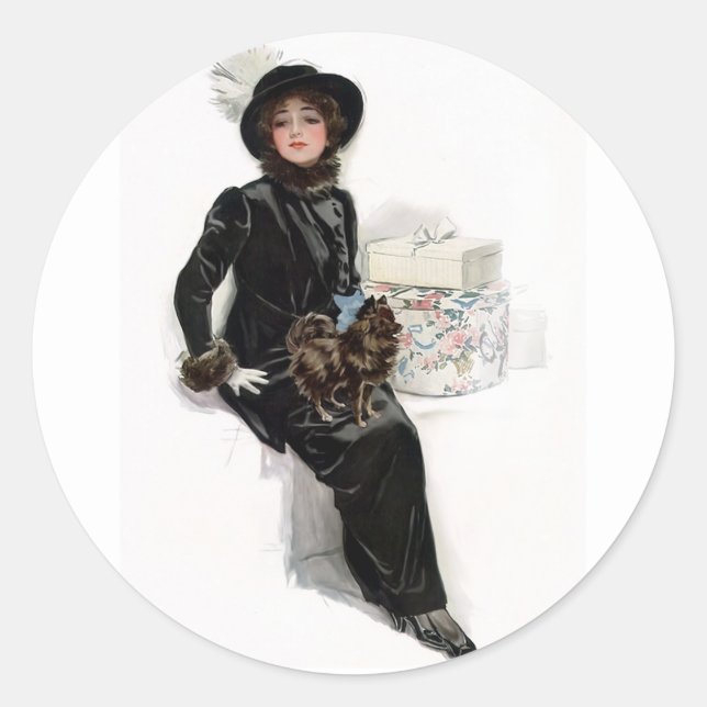 Pegatina Redonda Lady in Black (Anverso)