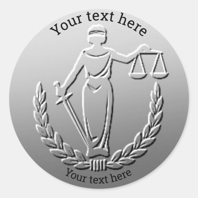 Pegatina Redonda Lady Justice Law Personalizable diseño de monedas  (Anverso)