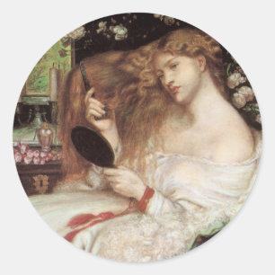 Pegatina Redonda Lady Lilith de Rossetti, Retrato Victoriano Antigu