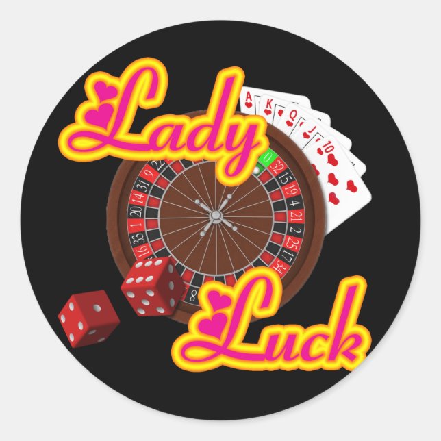 PEGATINA REDONDA LADY LUCK (Anverso)