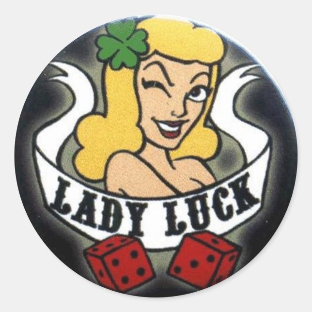 Pegatina Redonda Lady Luck (Anverso)