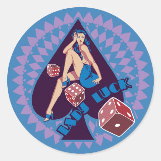 Pegatina Redonda Lady Luck