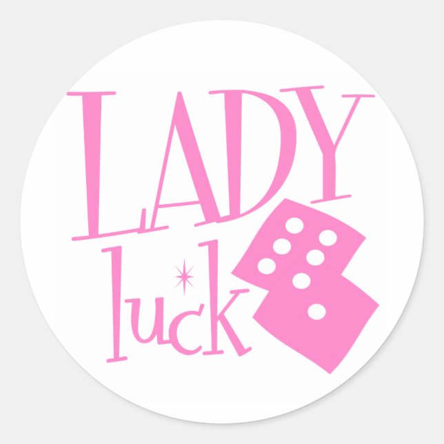 Pegatina Redonda Lady Luck Dice (Anverso)