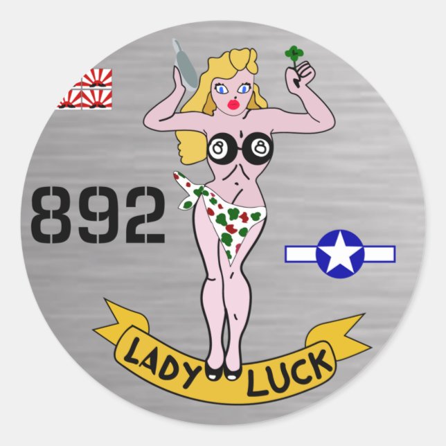 Pegatina Redonda Lady Luck WII Nose (Anverso)