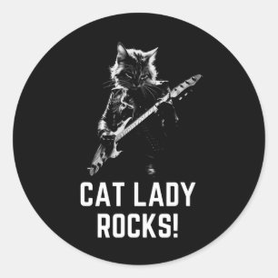 Pegatina Redonda ¡Lady Rocks! Guitarra Damas Señora Presidenta Kama