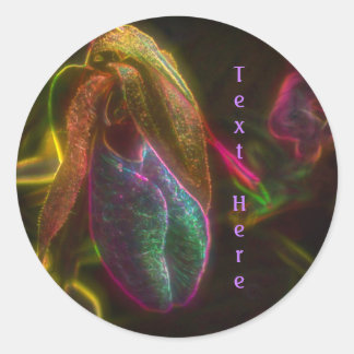 Pegatina Redonda Lady Slipper Orchid Resumen personalizado