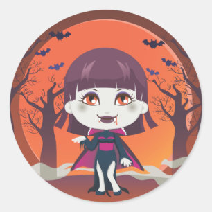 Pegatina Redonda Lady Vampire