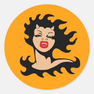 Pegatina Redonda Lady Vampire