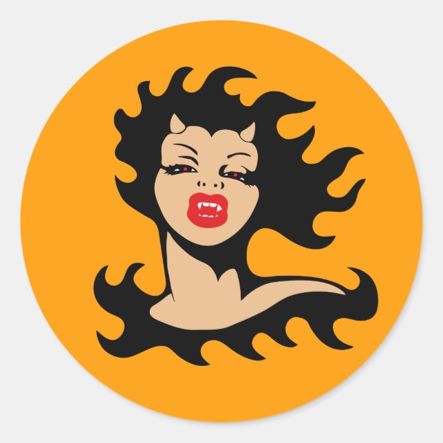 Pegatina Redonda Lady Vampire (Anverso)