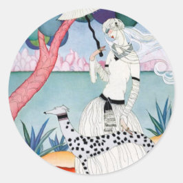 Pegatina Redonda Lady with Dalmatian Dog - Helen Dryden