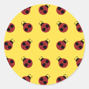 Pegatina Redonda Ladybug 60s retro fresco amarillo